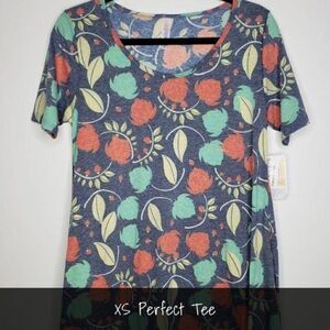 LuLaRoe Perfect T XS Floral Leaves NEW